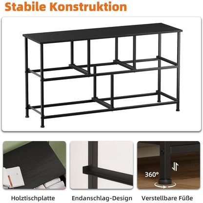 Kommode mit 5 Stoffschubladen – Schwarz, 100x30x55 cm