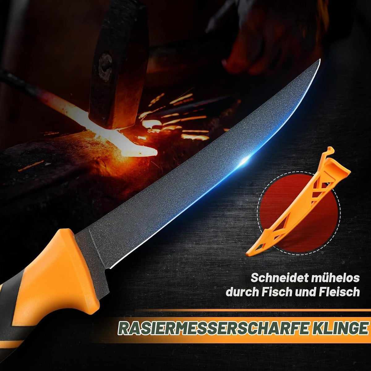 Fischfiletiermesser Set mit Flexibler Klinge & Ergonomischem Griff