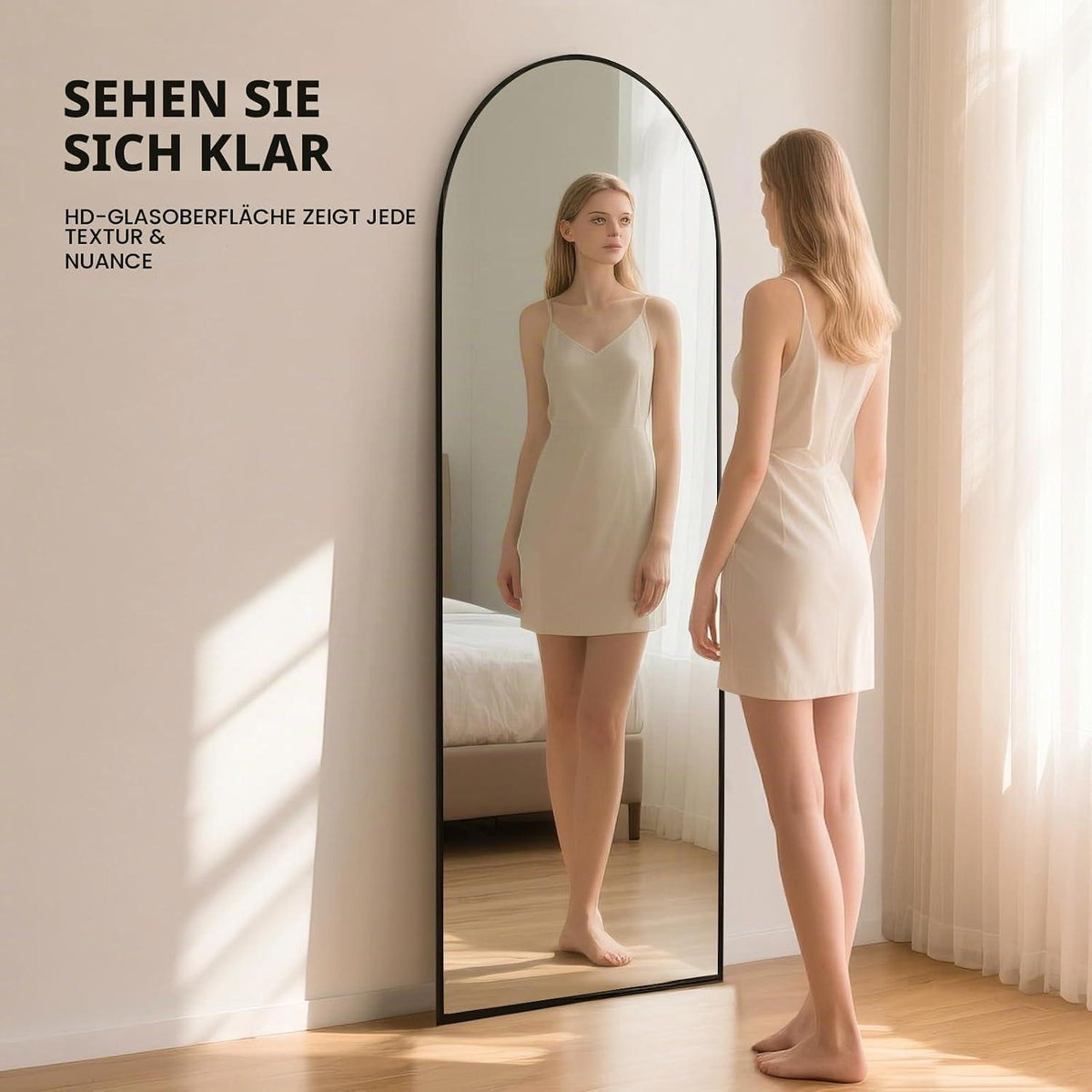 Ganzkörperspiegel Schwarz 163x53cm – Moderner Stand- & Wandspiegel