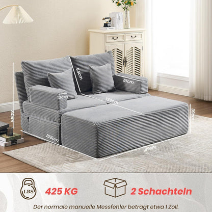 Deformierbares Ecksofa mit Fußhocker, Hellgrau