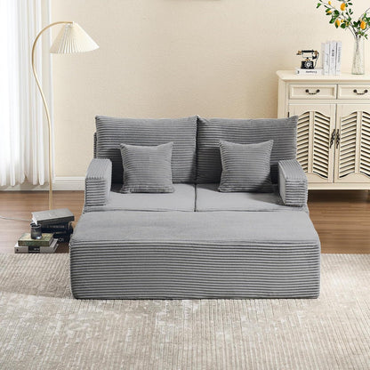 Deformierbares Ecksofa mit Fußhocker, Hellgrau