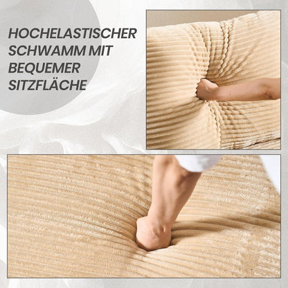 Verwandlungssofa Ecksofa mit Hocker & Staukasten Schwarz Beige
