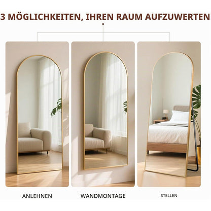 Ganzkörperspiegel Bogenförmig Gold 180x76cm – Stand- & Wandspiegel