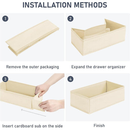 Schubladen Organizer 12er Set Hellbeige Faltbar Stoff