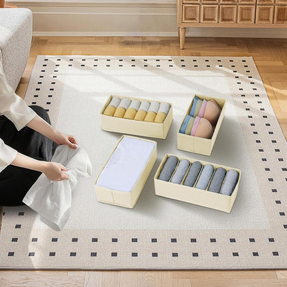 Schubladen Organizer 12er Set Hellbeige Faltbar Stoff