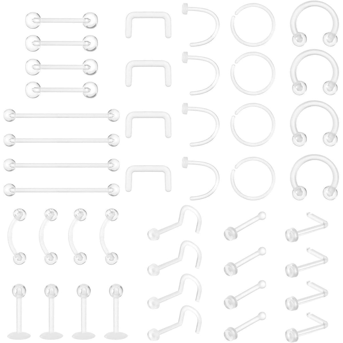 44-teiliges Acryl Piercing Set für OP & Alltag