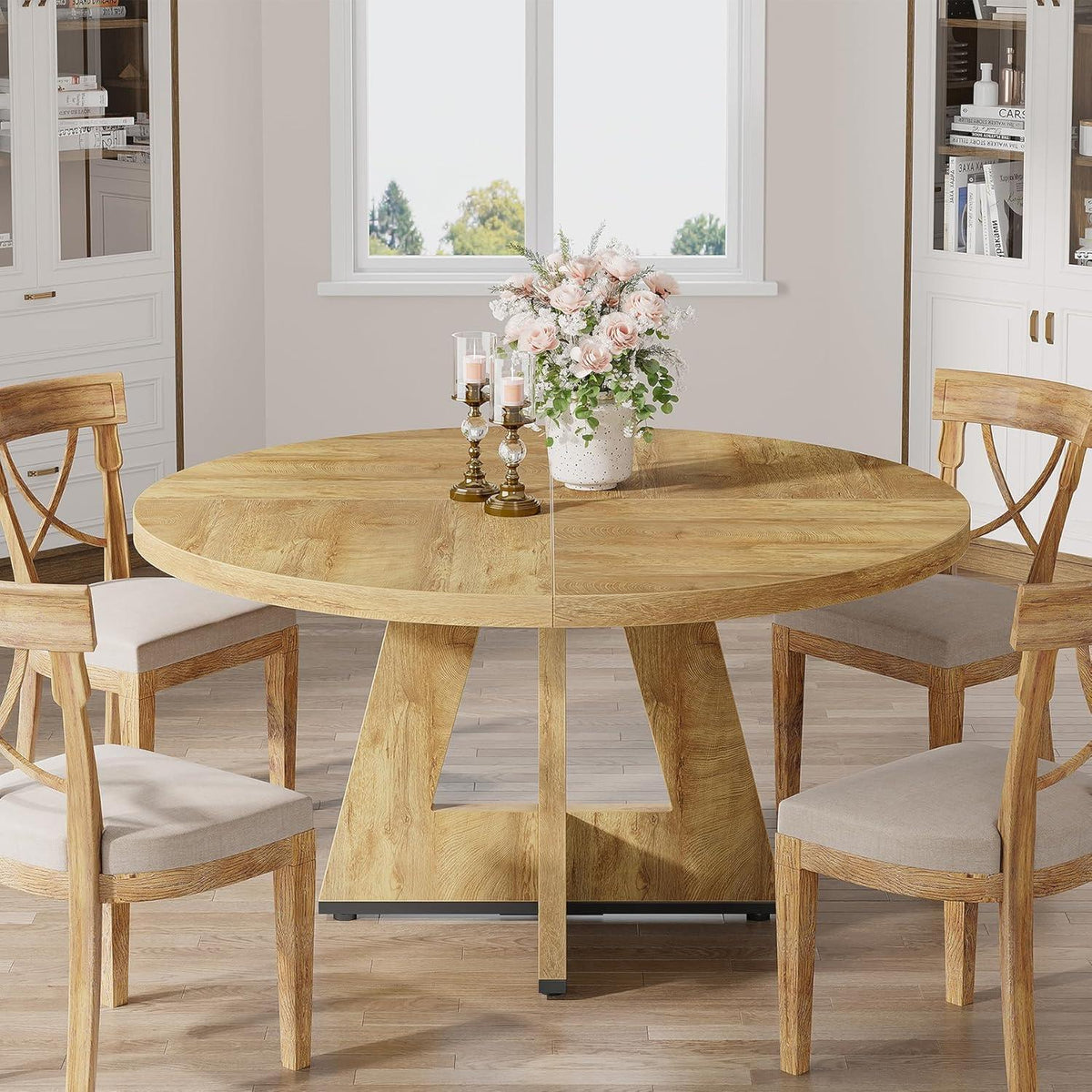 Runder Esstisch Holz 119cm – Bauernhaus Küchentisch für 4 Personen
