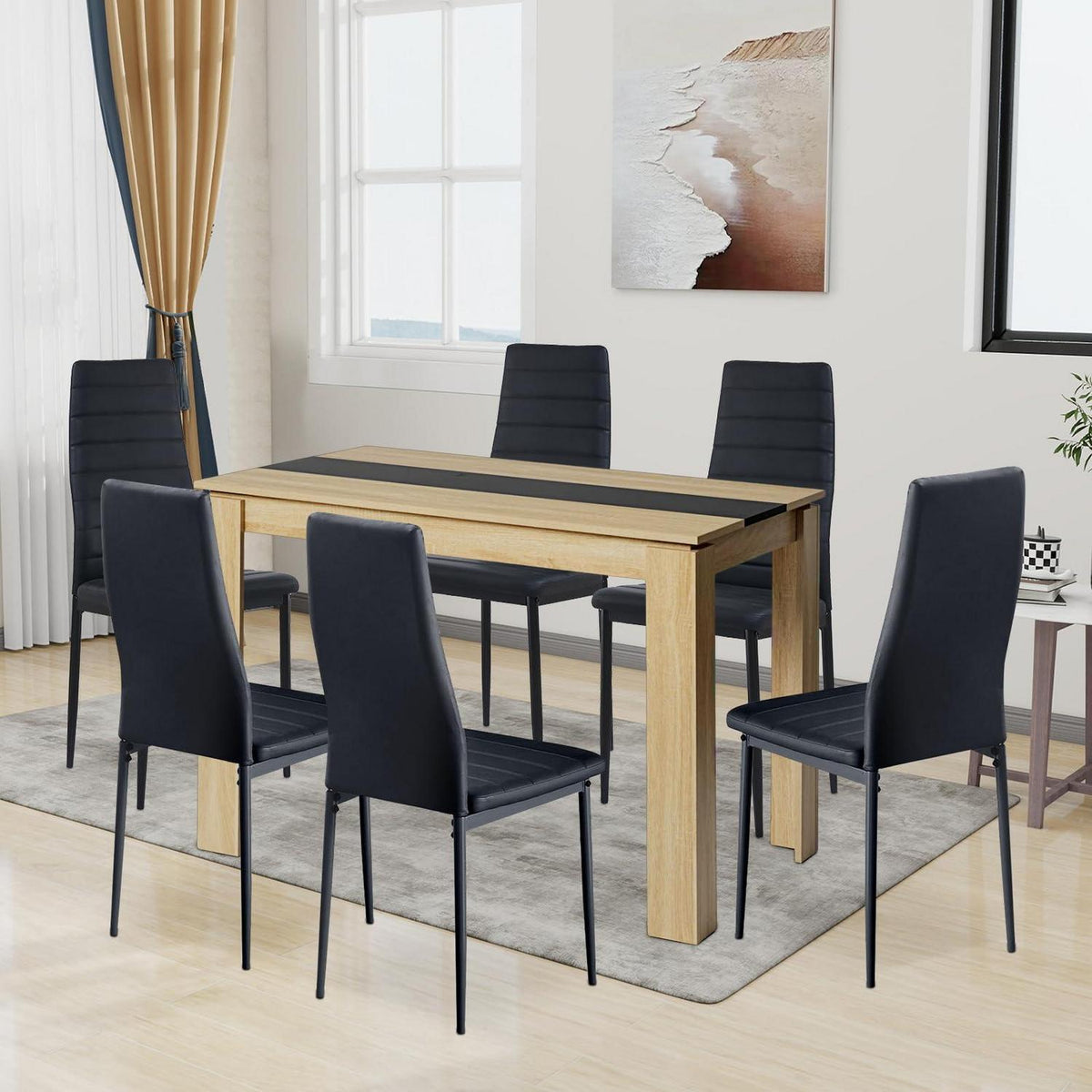 Esszimmergruppe 6 Personen – Holztisch & 6 Stühle