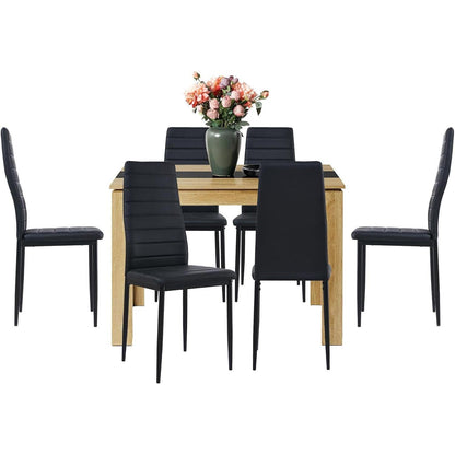 Esszimmergruppe 6 Personen – Holztisch & 6 Stühle
