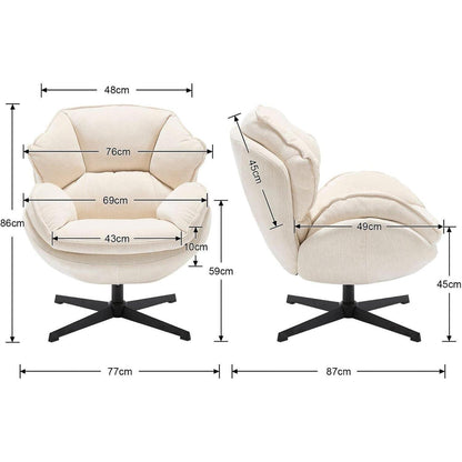 Drehbarer Ohrensessel Chenille – Bequemer Loungesessel Weiß