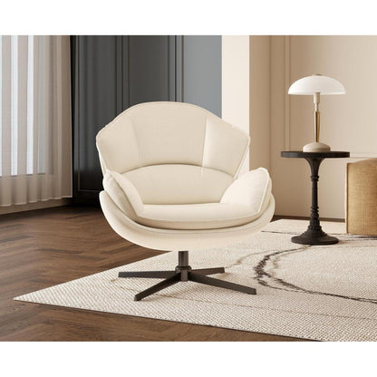 Drehbarer Ohrensessel Chenille – Bequemer Loungesessel Weiß