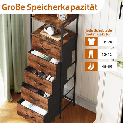 Hohe Kommode mit 5 Stoffschubladen – Schlafzimmer & Wohnzimmer