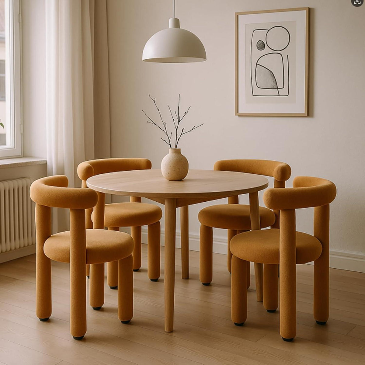 2 Esszimmerstühle Kunstfell Modern Ocker