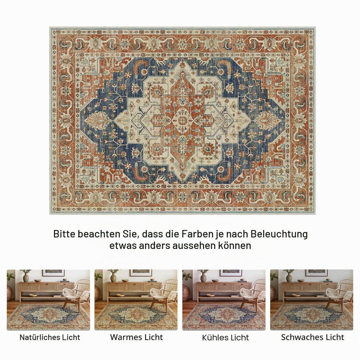 Vintage Teppich Orange 200x290cm – Waschbar & Rutschfest
