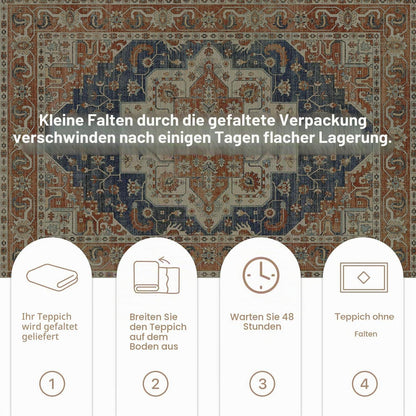 Vintage Teppich Orange 200x290cm – Waschbar & Rutschfest