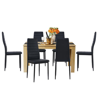 Esszimmergruppe 6 Personen – Holztisch (140x70cm) & 6 Stühle