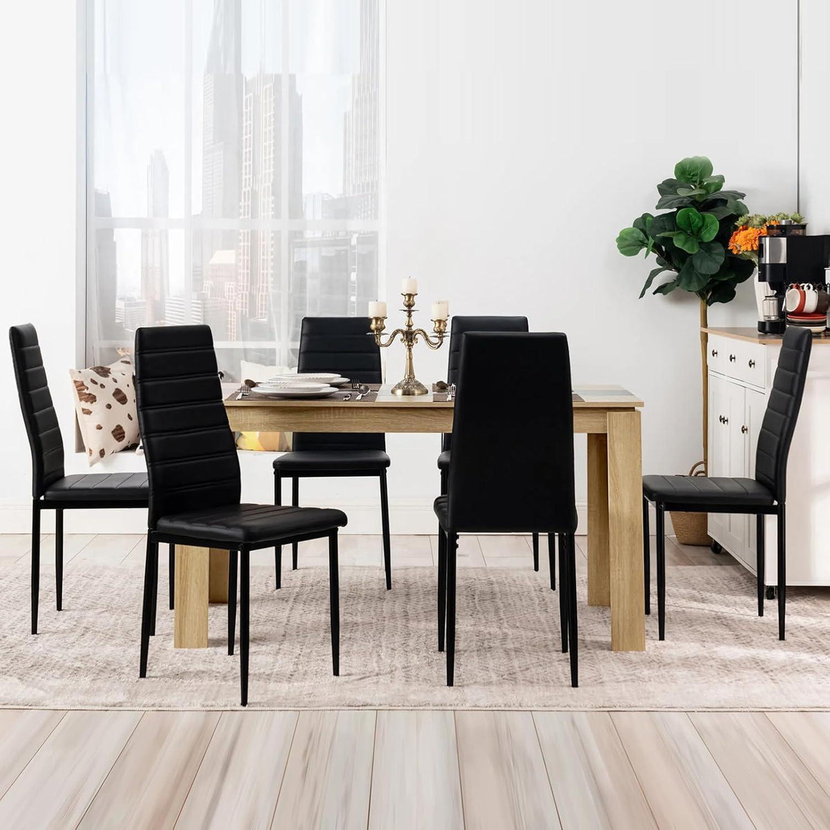 Esszimmergruppe 6 Personen – Holztisch (140x70cm) & 6 Stühle