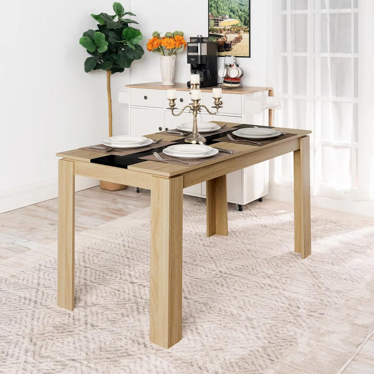 Esszimmergruppe 6 Personen – Holztisch (140x70cm) & 6 Stühle
