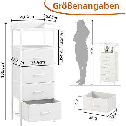 Somdot Kommode mit 4 Stoffschubladen, Weiß