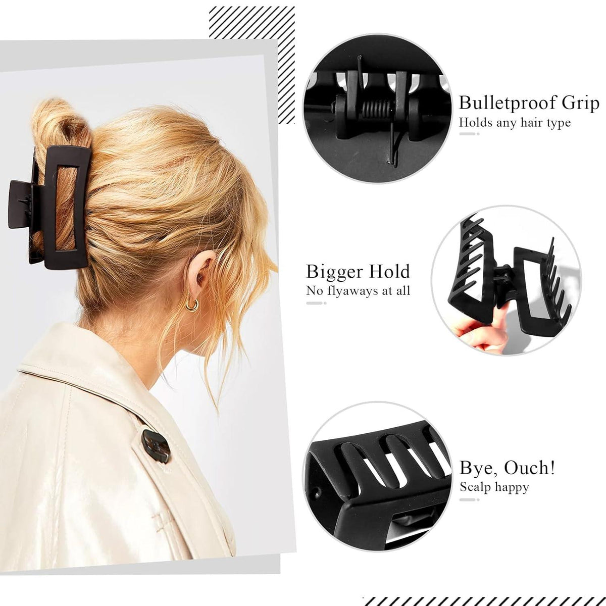 Matte Haarspangen Set Damen 5 Stück - Große Haarklammern Dickes Haar-Metallfeder