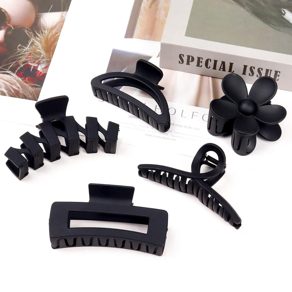 Matte Haarspangen Damen Set 5 Stück Große Haarklammern Rutschfeste Metallfeder