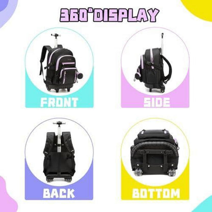 Schultrolley Rucksack Mädchen Lila & Schwarz mit Rollen