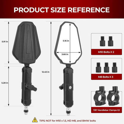 Motorrad Spiegel 7/8" & 22mm – Verstellbar & Robust