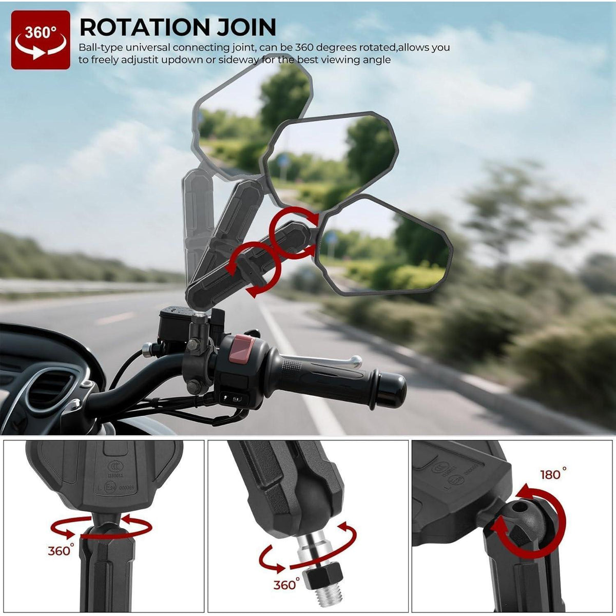 Motorrad Spiegel 7/8" & 22mm – Verstellbar & Robust