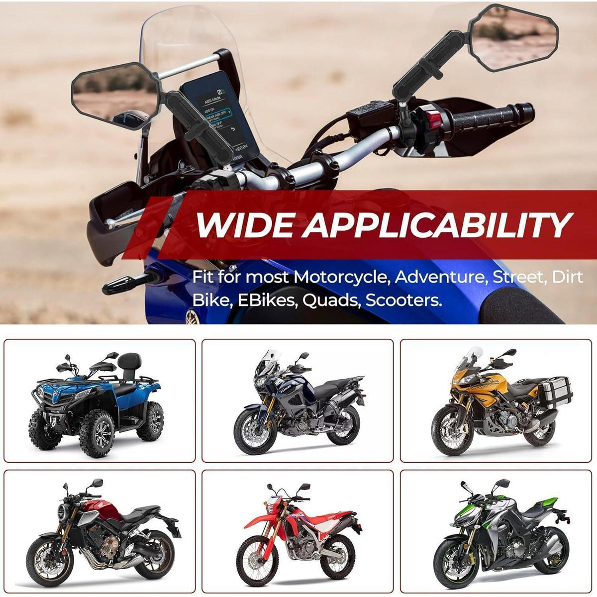 Motorrad Spiegel 7/8" & 22mm – Verstellbar & Robust