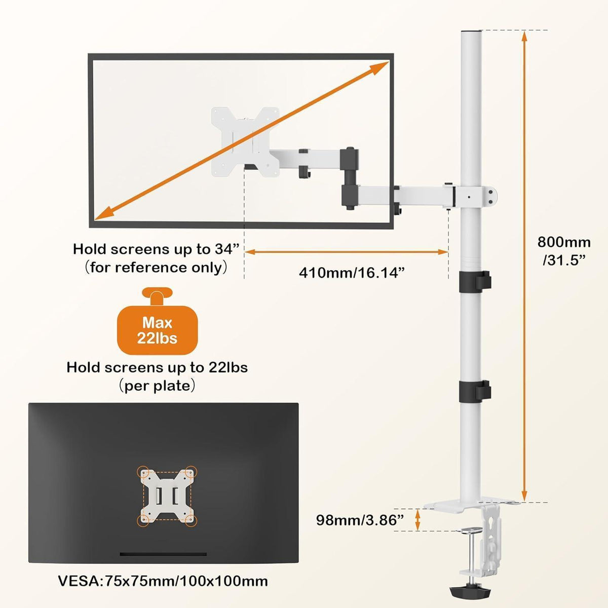 Einstellbarer Monitorarm 80cm – Für 13-32 Zoll Monitore