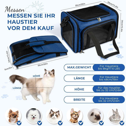 Faltbare Katzentransportbox für Hunde – Tragbar, Dunkelblau, 5kg