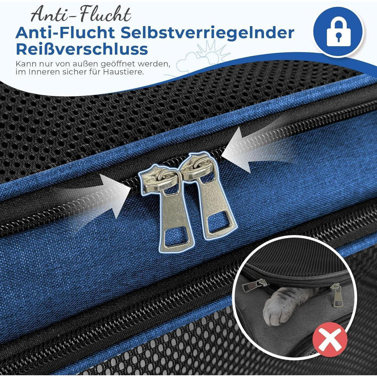 Faltbare Katzentransportbox für Hunde – Tragbar, Dunkelblau, 5kg