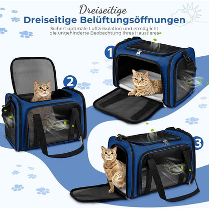 Faltbare Katzentransportbox für Hunde – Tragbar, Dunkelblau, 5kg