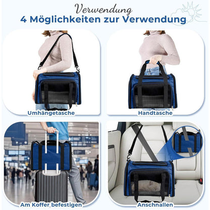 Faltbare Katzentransportbox für Hunde – Tragbar, Dunkelblau, 5kg