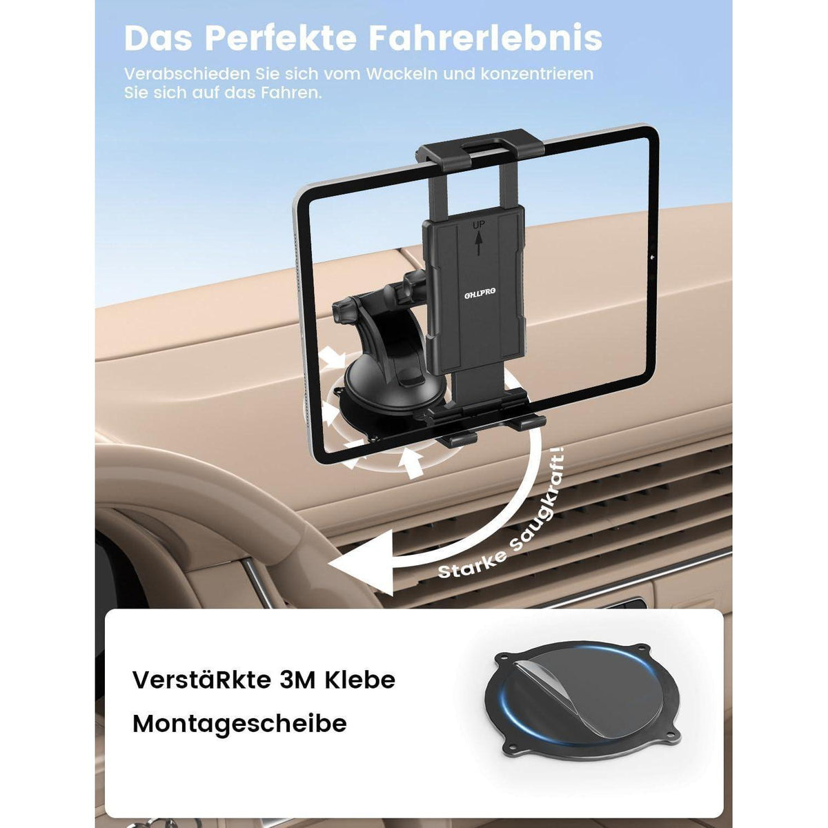 Tablet Halterung Auto 360° Drehbar, Ausziehbar & Waschbar