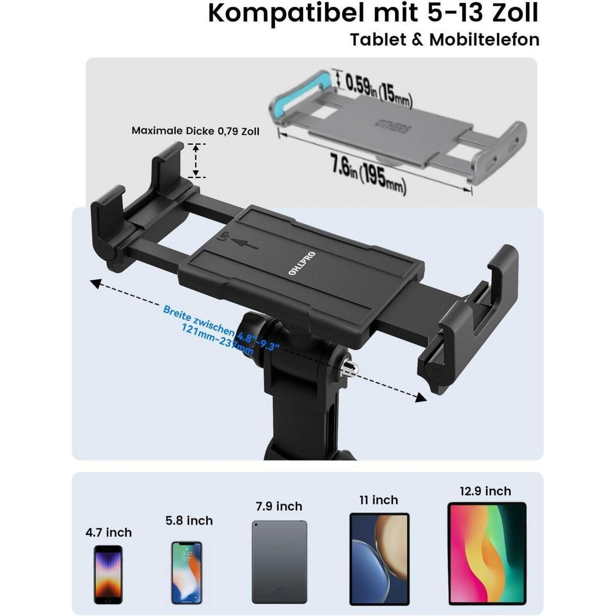 Tablet Halterung Auto 360° Drehbar, Ausziehbar & Waschbar