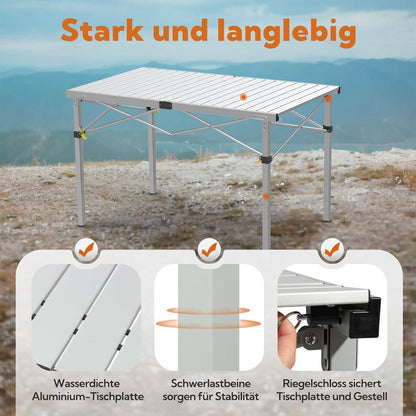 Klapptisch für 6 Personen, 118x70cm, bis 100kg belastbar, mit Tragetasche