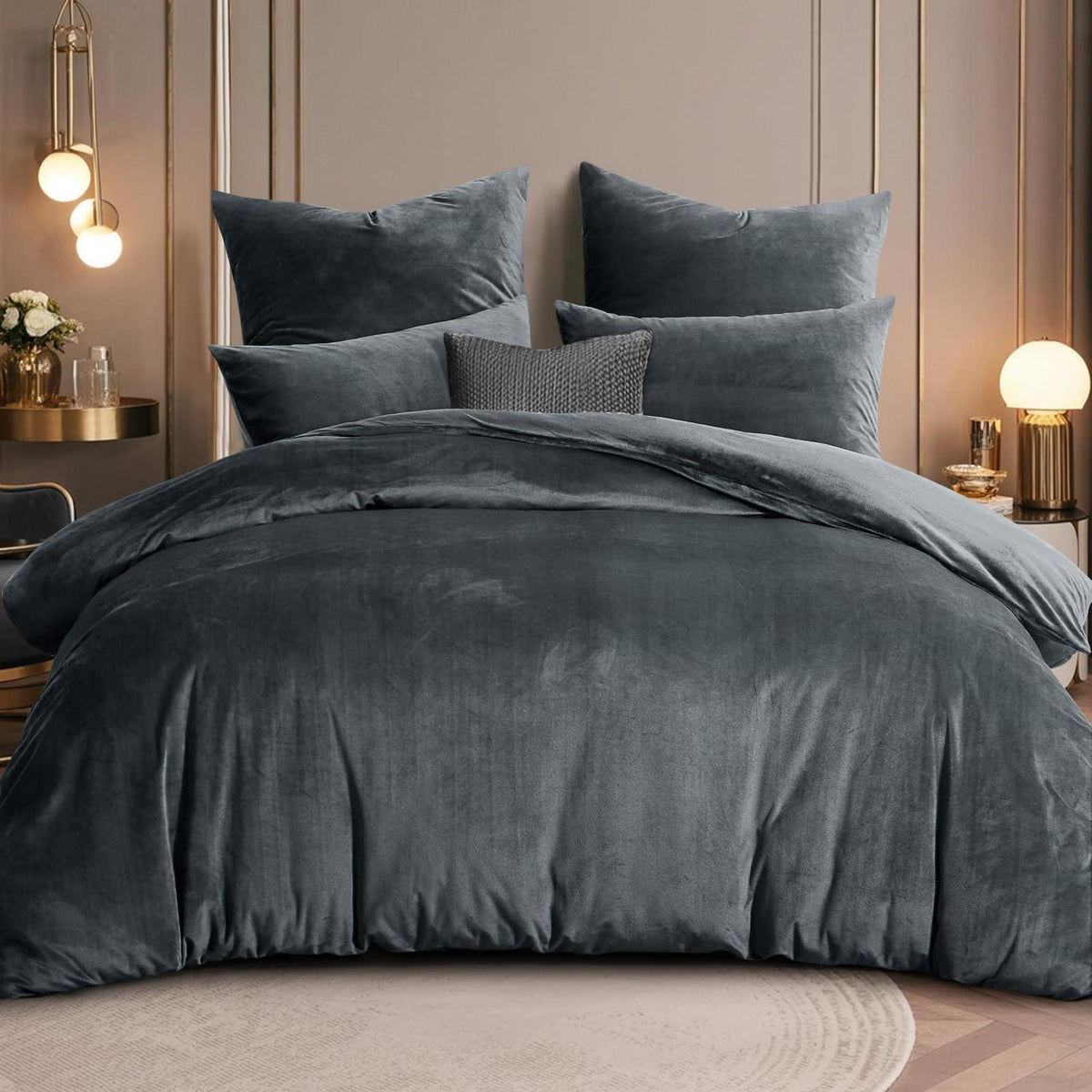 Kuschelige Flanell Bettwäsche Set 220x240 Grau - 3-teilig