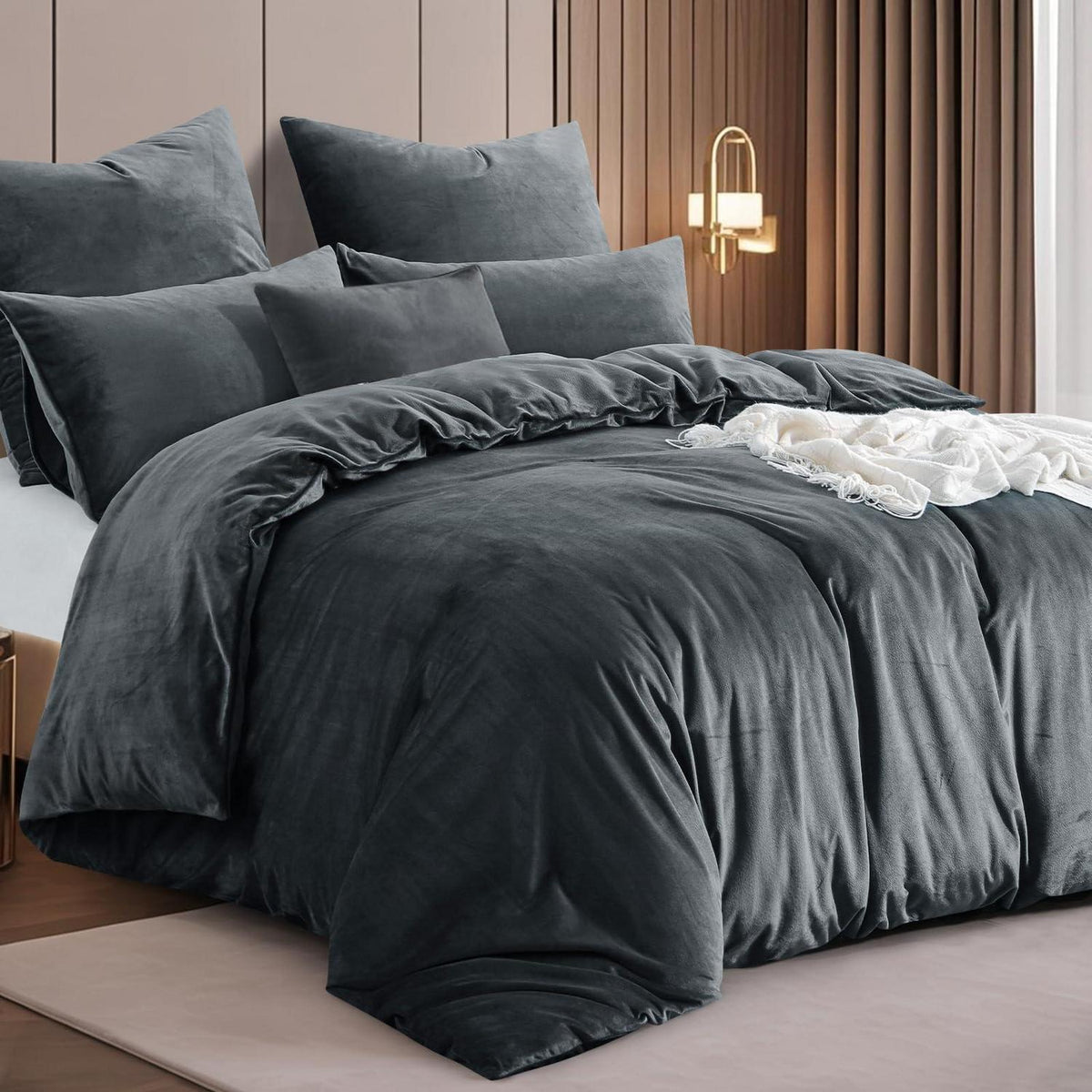 Kuschelige Flanell Bettwäsche Set 220x240 Grau - 3-teilig
