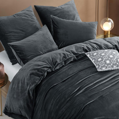 Kuschelige Flanell Bettwäsche Set 220x240 Grau - 3-teilig