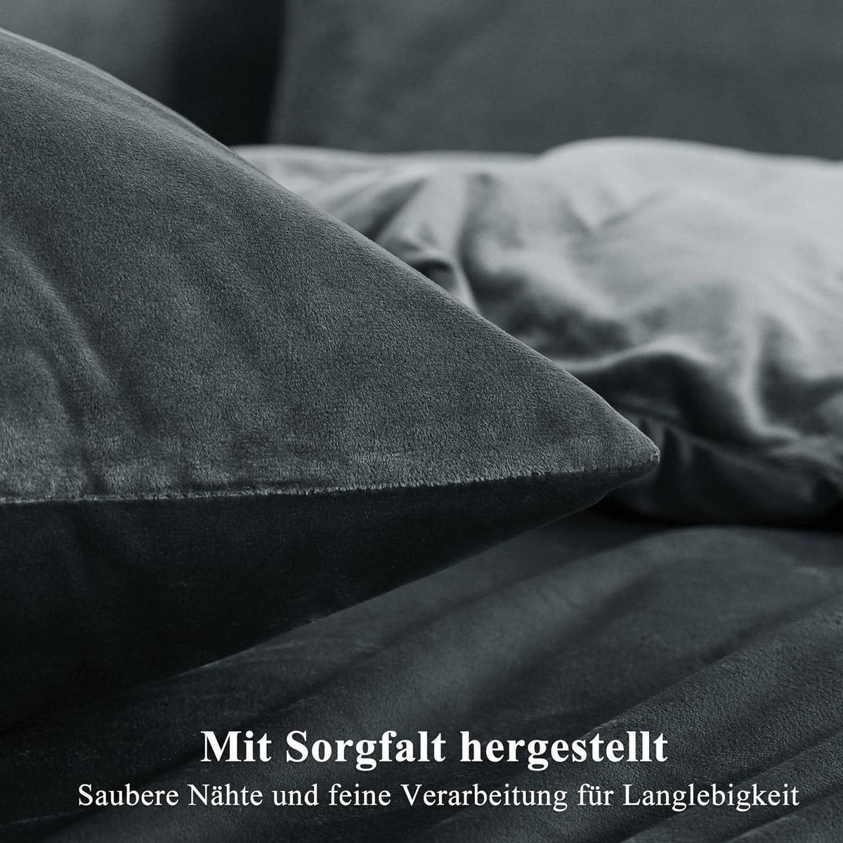 Kuschelige Flanell Bettwäsche Set 220x240 Grau - 3-teilig