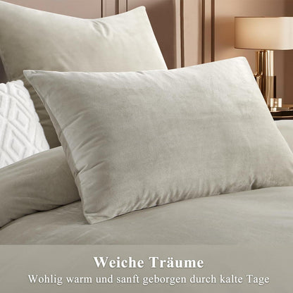 Kuschelige Flanell Bettwäsche Set 220x240 Beige - 3-teilig