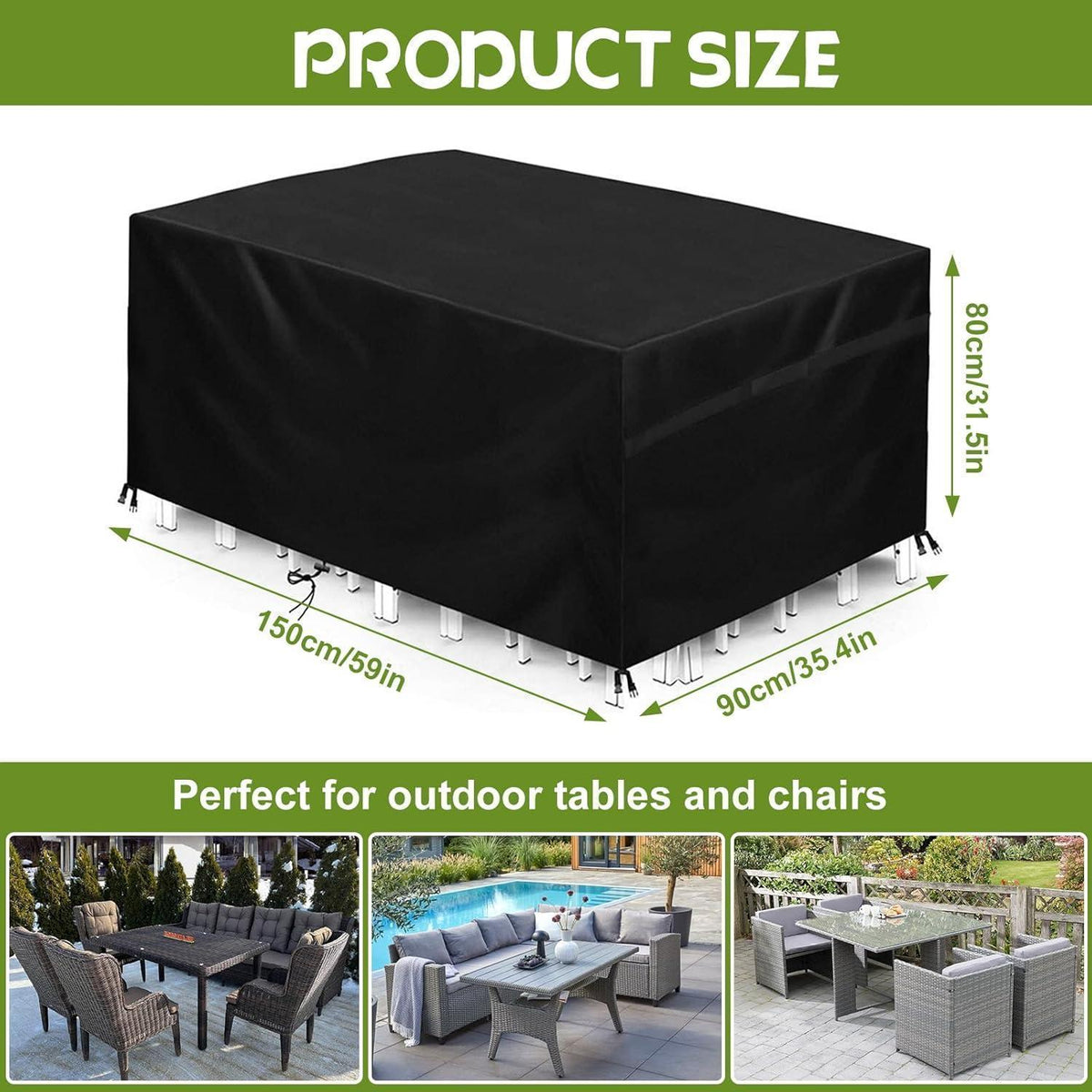 Gartenmöbel Abdeckung 150x90x80cm – Wasserdicht & Winterfest
