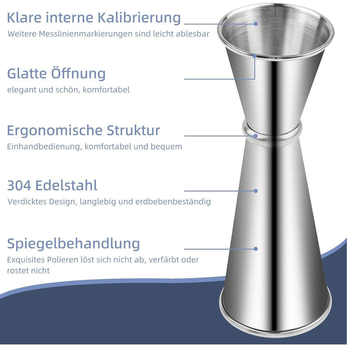 Edelstahl Cocktail Messbecher Set 2er Pack (1oz & 2oz)