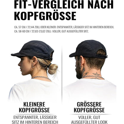 Baumwoll 5-Panel Cap mit Kurzem Schirm – Herren Flat Brim Hut