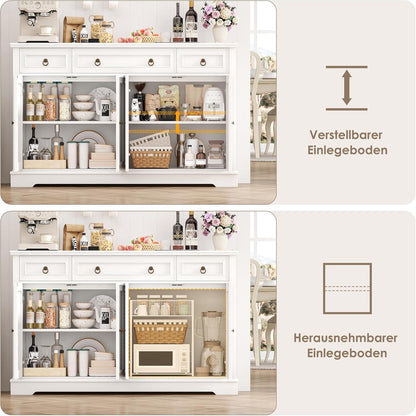 Weißes Sideboard mit Arbeitsplatte & 3 Schubladen