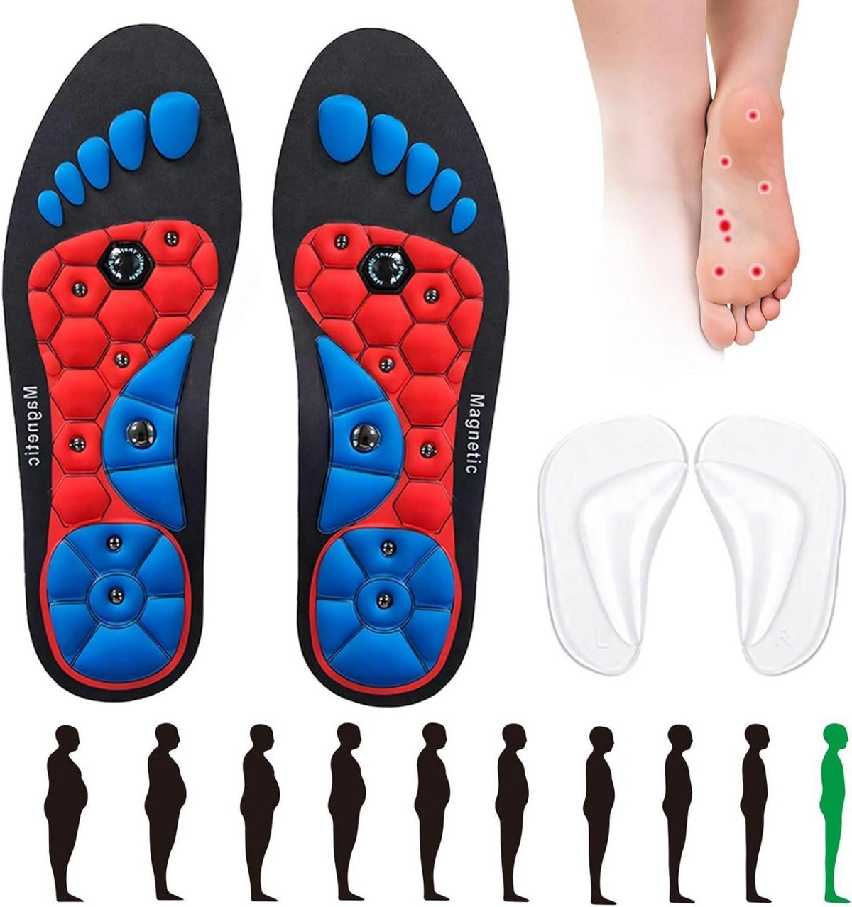Magnetische Akupressur Einlegesohlen Gel Massage Orthopädisch