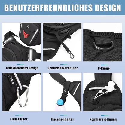 Motorrad Beintasche mit Flaschenhalter & Karabinern