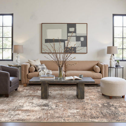 Moderner Wohnzimmerteppich 200x290 cm Taupe – Waschbar & Rutschfest