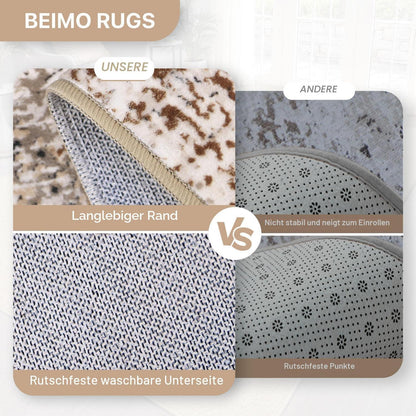 Moderner Wohnzimmerteppich 200x290 cm Taupe – Waschbar & Rutschfest